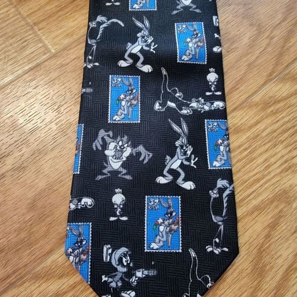 90\'s Vintage Looney Tunes Stamp Collection Neck Tie